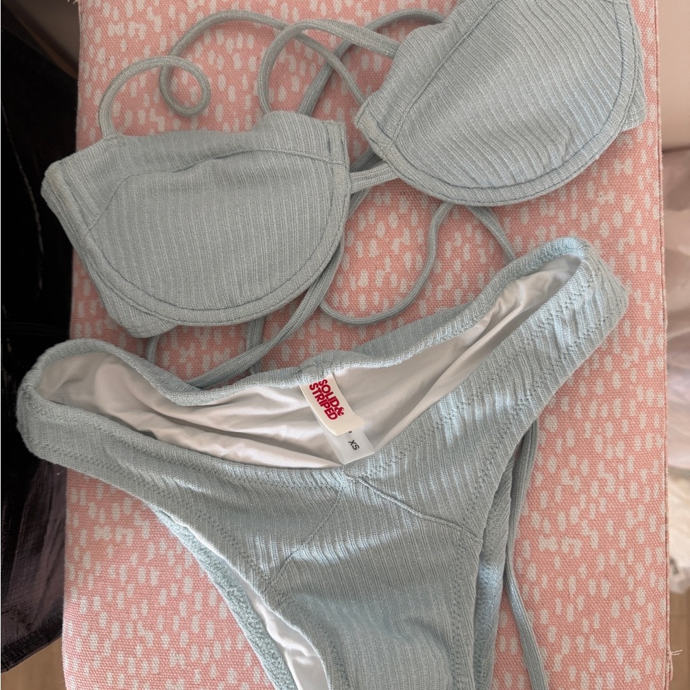 SOLID & STRIPED Light Blue Ribbed Bikini